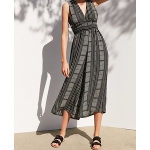 Ecote Plunging Striped Culotte Jumpsuit